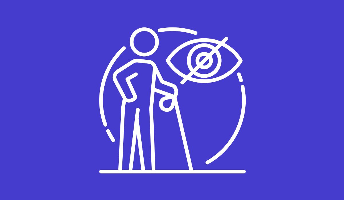Visually impaired person using phone